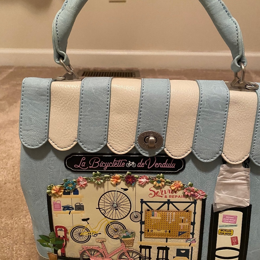 Vendula London Brand New Designer Purse Blue Bike Shop